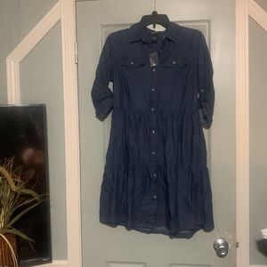 Millennium Denim NWT Women’s 3 Tier Dress Soft With 3/4 button Cuff Sleeves